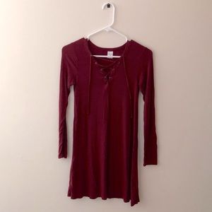 Long sleeve maroon dress